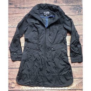Cole Haan Bow Back Hooded Raincoat  Jacket Trench Coat Black